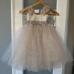 Amalee Sparkling Flower Girl Dress Rose Gold #FG156B
